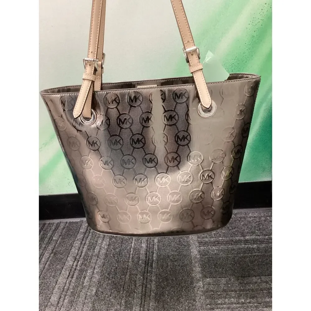 Michael Kors Tote Women’s One Size Monogram Metallic Two Handles Snap Closure
